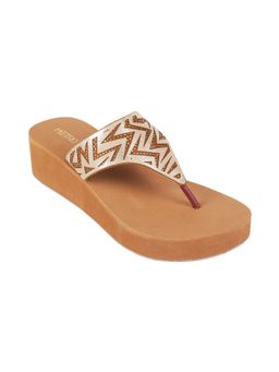 Metro - Womens Tan Platform HeelsMetro Tan Synthetic Printed Women Wedges