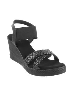 Metro - Womens Black Platform HeelsMetro Black Synthetic Braided Women Wedges