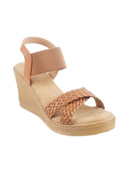 Metro - Womens Tan Platform HeelsMetro Tan Synthetic Braided Women Wedges