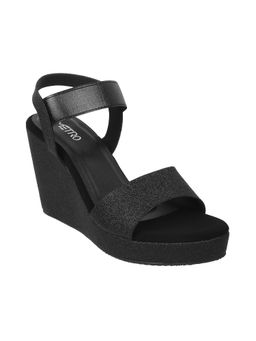 Metro - Womens Black Platform HeelsMetro Black Synthetic Embellished/sequined Women Wedges