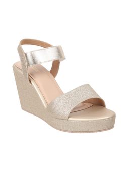 Metro - Womens Gold Platform HeelsMetro Gold Synthetic Embellished/sequined Women Wedges