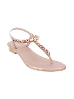 Metro - Rose Gold Synthetic Embellished/sequined Women Flats
