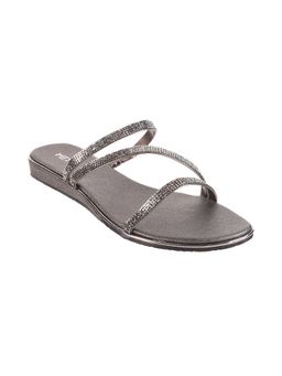 Metro - Womens Gun Metal Flat ChappalsMetro Gun Metal Synthetic Embellished/sequined Women Flats