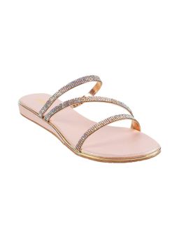 Metro - Womens Rose Gold Flat ChappalsMetro Rose Gold Synthetic Embellished/sequined Women Flats