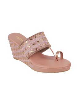 Metro - Womens Pink Wedges HeelsMetro Pink Beaded Embellished/sequined Women Wedges