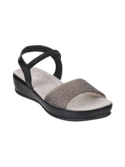 Metro - Womens Black Platform HeelsMetro Black Synthetic Embellished/sequined Women Sandals