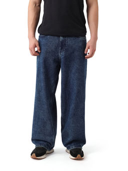 The Bear House - Men'S Navy Blue Casual Baggy Fit Denim Jeans