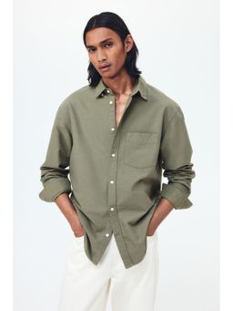 H&M - Men Green Regular Fit Oxford Shirt