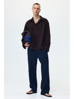 H&M - Men Brown Relaxed Fit Popover Shirt
