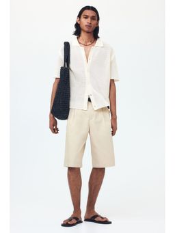 H&M - Men White Regular Fit Hole-Knit Shirt