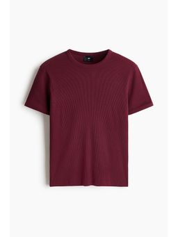 H&M - Men Red Slim Fit Ribbed T-Shirt