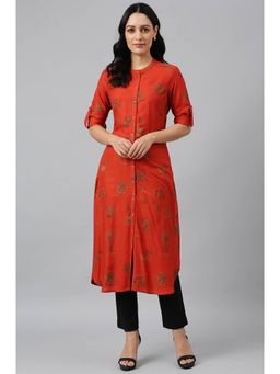W - Red Printed Kurta
