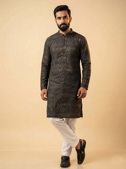ETHNIC INDIA - Geometric Printed Black Kurta