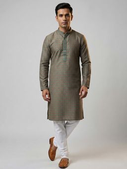 ETHNIC INDIA - Green Micro Printed Regular Straight Kurta