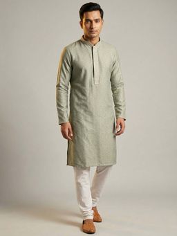 ETHNIC INDIA - Grey Woven Design Regular Straight Kurta