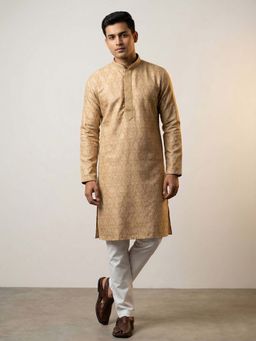 ETHNIC INDIA - Beige Woven Regular Straight Kurta