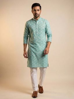 ETHNIC INDIA - Blue Floral Printed Regular Straight Kurta