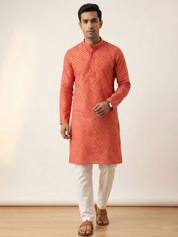 ETHNIC INDIA - Red Leheriya Printed Regular Straight Kurta