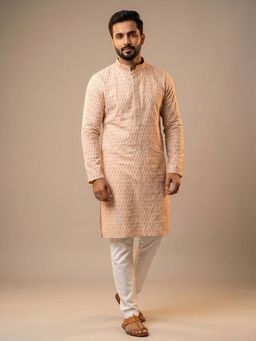 ETHNIC INDIA - Peach Printed Regular Straight Kurta
