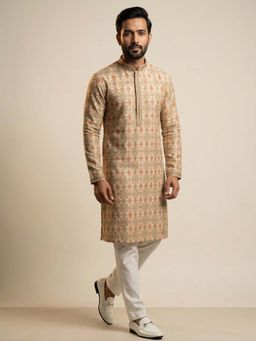 ETHNIC INDIA - Beige Ethnic Motif Printed Kurta