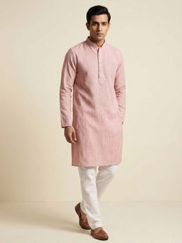 ETHNIC INDIA - Pink Solid Straight Kurta