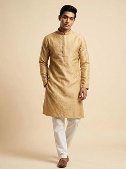 ETHNIC INDIA - Beige Woven Regular Straight Kurta