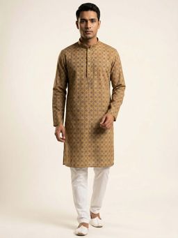 ETHNIC INDIA - Mustard Yellow Woven Regular Straight Kurta