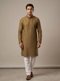 ETHNIC INDIA - Mustard Yellow Ethnic Printed Straight Kurta