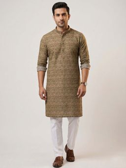 ETHNIC INDIA - Green Floral Motif Printed Regular Straight Kurta