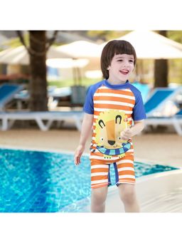 Baby Moo - Playing Lion Beach Bodysuit One-Piece Swimsuit Pool Swimming Costume - Orange