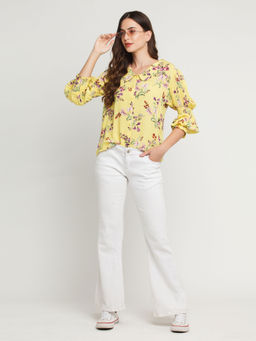 Zink London - Women's Yellow Floral Top
