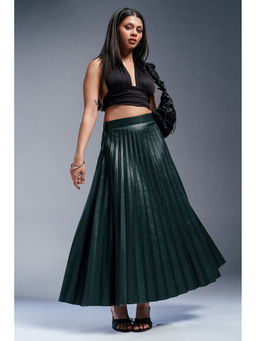 FREAKINS - Lattino Green Leather Skirt