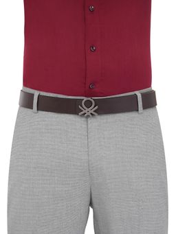 United Colors of Benetton - Men Reversible Leather Belt Ondra - Brown & Navy Blue