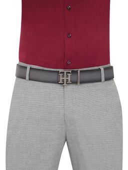 Tommy Hilfiger - Men Reversible Leather Belt Offaly - Dark Grey & Black