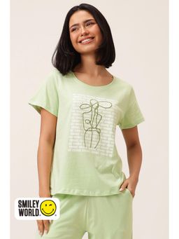 Clovia - Cotton Graphic Print T-shirt (Green)
