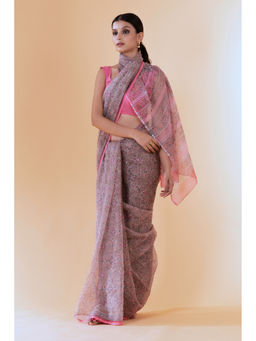 Shilpi Handicrafts - Aheli Pink Kota Doria Saree