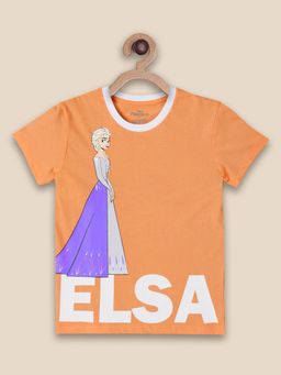 Kidsville - Kids Girls Frozen Peach Printed T-Shirt