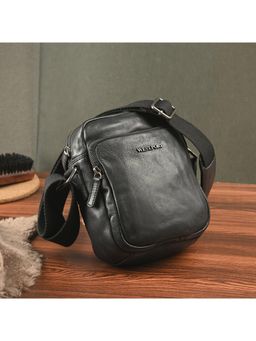 Valentino - West Port Black Premium Leather Messenger Crossbody Sling Bag