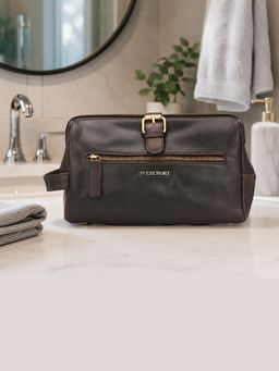 Valentino - West Port Brown Premium Leather Travel Toiletry Bag