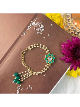 I Jewels - Green Designer Pearl Hanging Lumba Bracelet