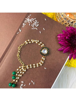 I Jewels - Green Designer Pearl Hanging Lumba Bracelet