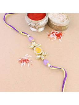 I Jewels - Pearl & Kundan Designer Bhaiya Rakhi with Roli Chawal