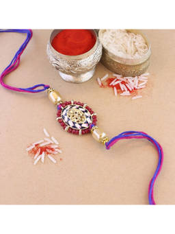 I Jewels - Pearl & Kundan Designer Bhaiya Rakhi with Roli Chawal