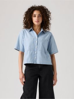 Levi's - Women's Harlie Short-Sleeve Cropped Shirt-Blue