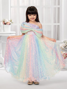 Tiny Kingdom - Net Woven Sleeveless Sequin Applique Detailed Gown