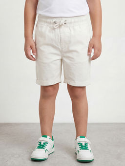 R&B - Cream Boys Solid Mid-Rise Knee Length Chino Shorts