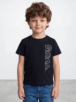 R&B - Boys Navy Blue Short Sleeves Round Neck Graphic Print T-Shirt