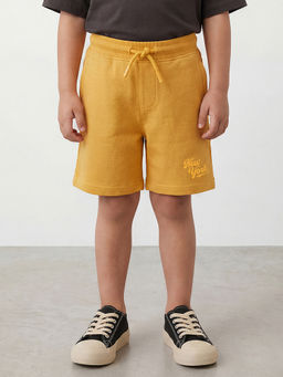 R&B - Yellow Boys Solid Mid-Rise Knee Length Regular Shorts