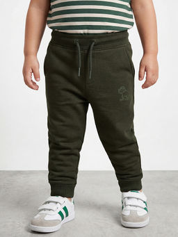 R&B - Boys Olive Pure Cotton Jogger Pant With Drawstring Waist