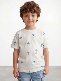 R&B - Boys Short Sleeves Round Neck Floral Print T-Shirt
